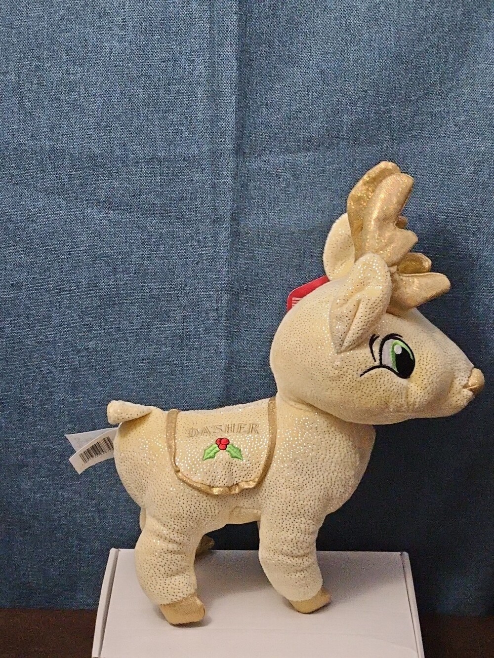 Sugar Loaf Santa’s Classic Reindeer | DASHER White Gold Sparkle Plush | Rare - Picture 12 of 16